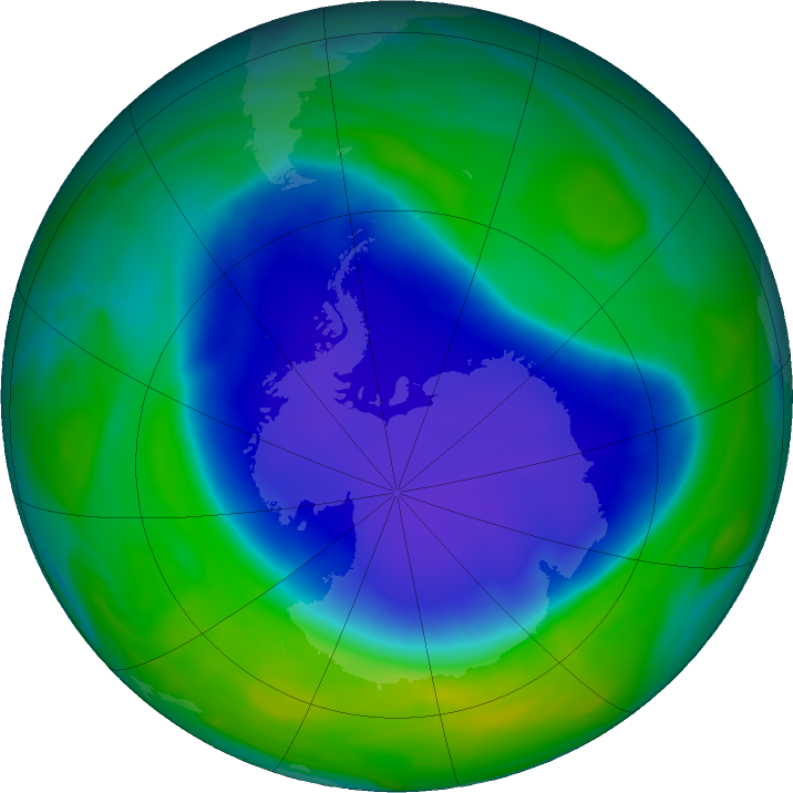 Antarctic ozone map for 28 November 2020